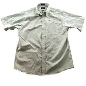 Stafford Essentials Oxford Shirt Size XXL 18 Neck Short Sleeve Dress Shirt Green